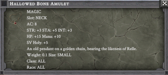 HALLOWED BONE AMULET item card